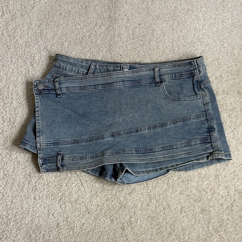 Denim Cargo Skort